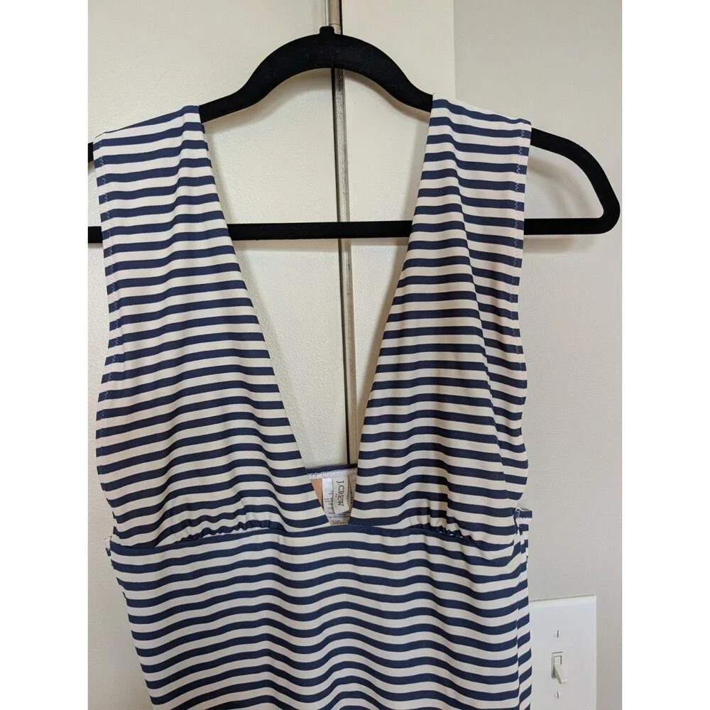 J. Crew Factory Striped Navy White One Piece Swimsuit XL